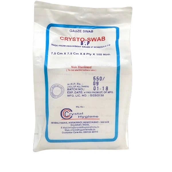 Crystal Hygiene Crysto-Swab Non-Sterile Abdominal Gauze Swab - Size: 25x25 cm (Pack of 10) 5Pcs in each Pack